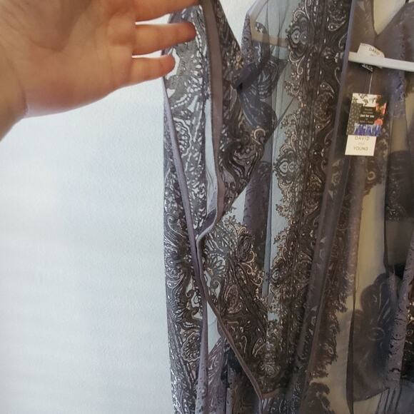 Gorgeous floral burnout fringe kimono coverup plus 2X new - Picture 10 of 14